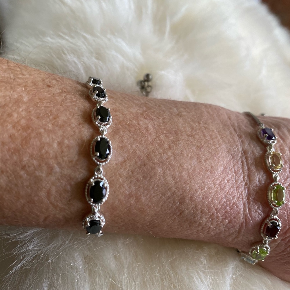 Gem Stones 925 Sterling Silver Bolo Bracelet. - Picture 6 of 6